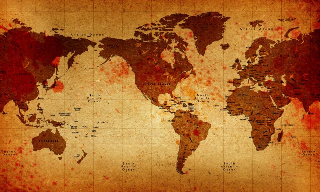 Old America Centered Bloody World Map